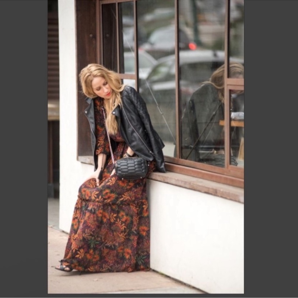 H&M Maxi Boho Floral Fall Leaf Long Sleeve Maxi Dress - Picture 2 of 10